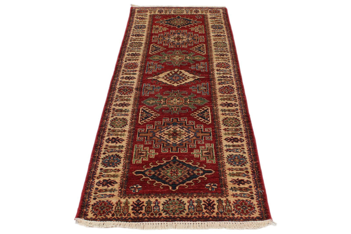 3x8 Red and Ivory Kazak Tribal Runner
