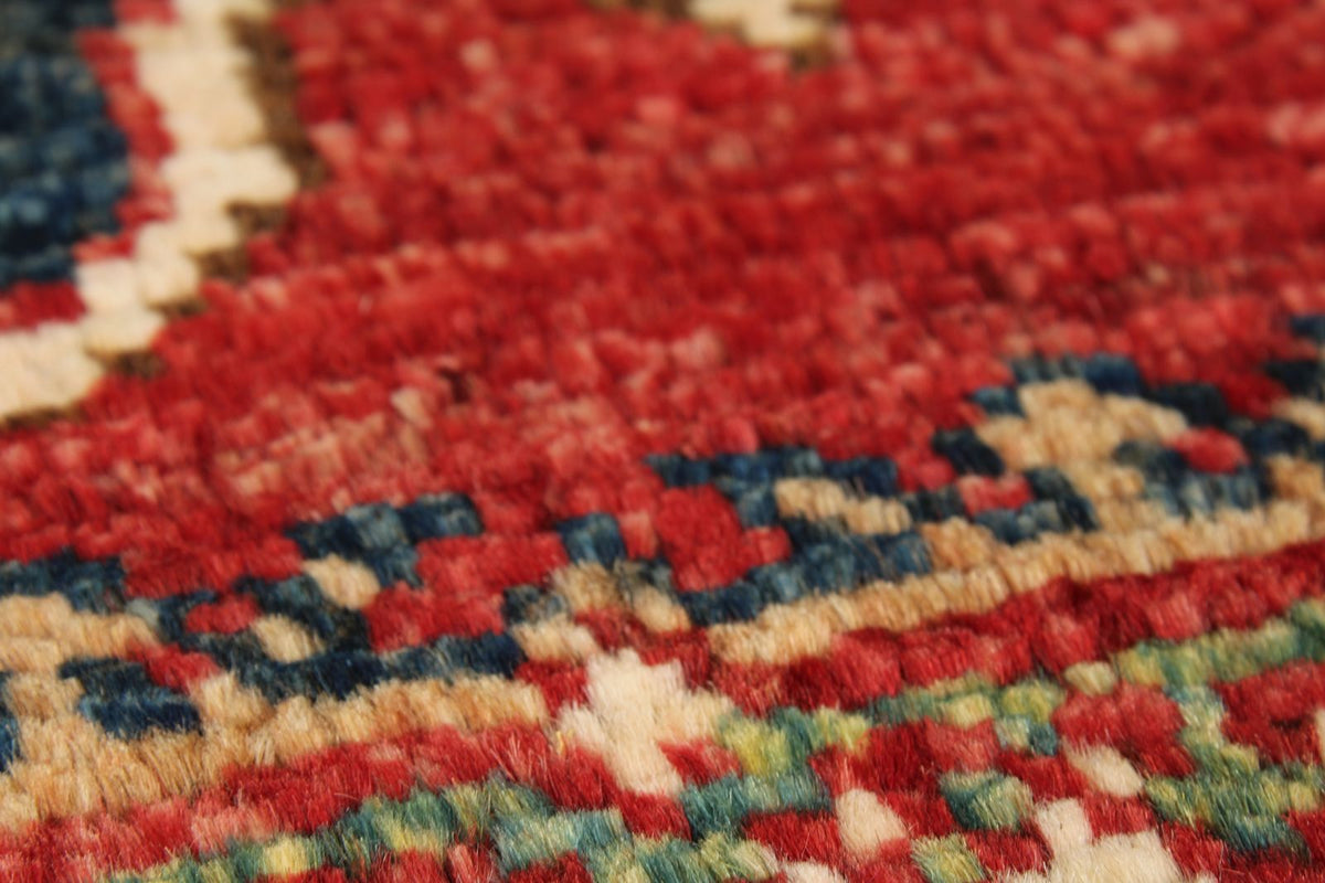 3x8 Red and Ivory Kazak Tribal Runner