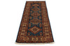 3x8 Light Blue and Ivory Kazak Tribal Runner