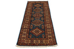 3x8 Light Blue and Ivory Kazak Tribal Runner