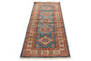 3x8 Light Blue and Ivory Kazak Tribal Runner