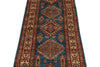 3x8 Light Blue and Ivory Kazak Tribal Runner