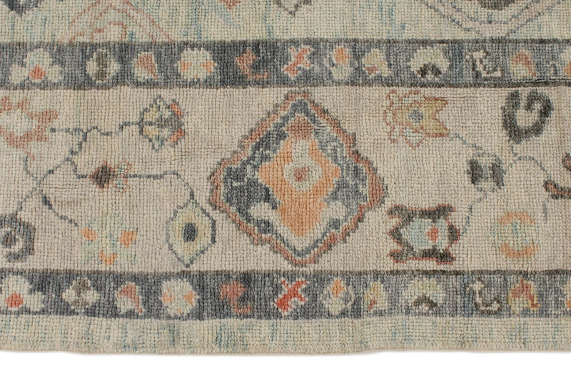 9x13 Light Blue and Beige Turkish Oushak Rug