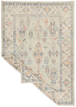 9x13 Light Blue and Beige Turkish Oushak Rug