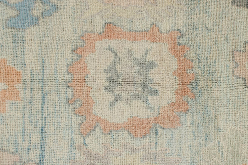 9x12 Light Blue and Ivory Turkish Oushak Rug