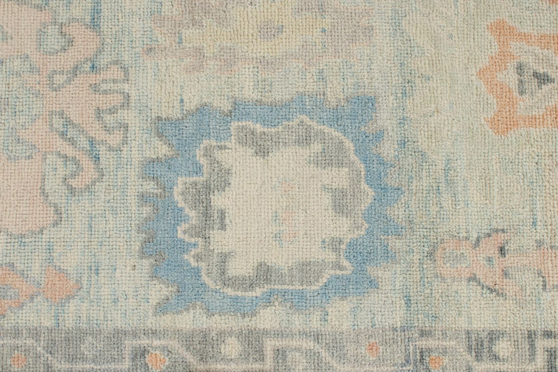 9x12 Light Blue and Ivory Turkish Oushak Rug