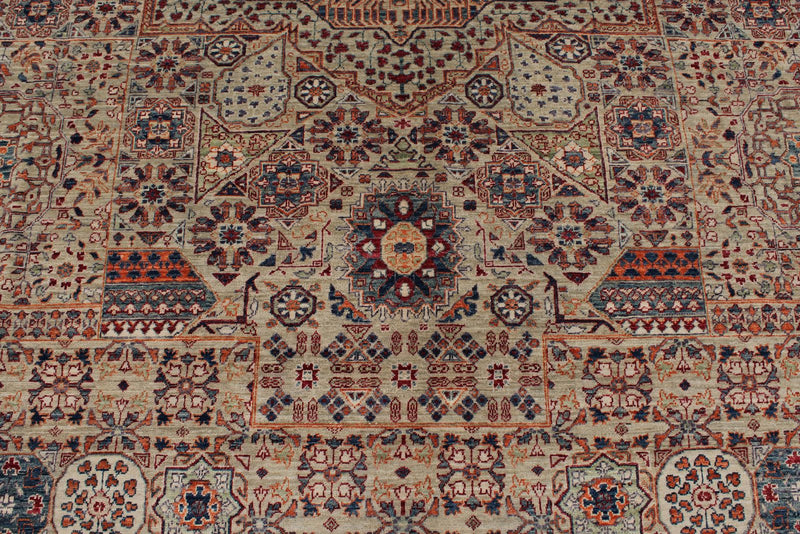 9x12 Brown and Multicolor Turkish Tribal Rug