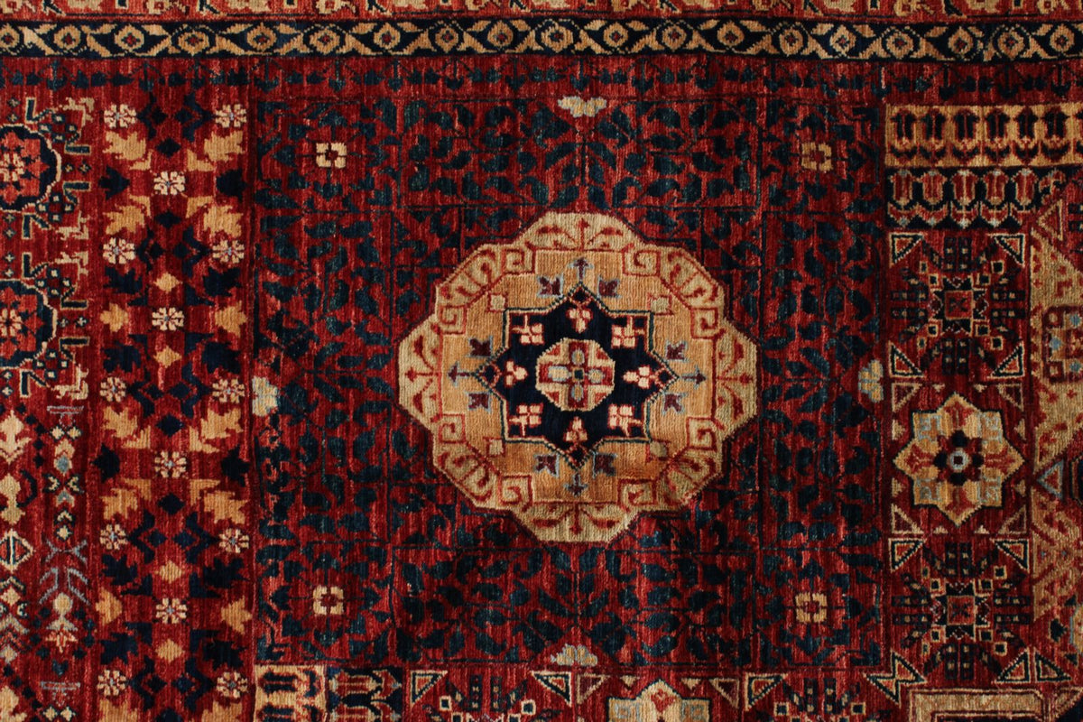 9x12 Red and Ivory Turkish Tribal Rug