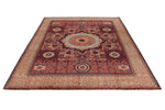 9x12 Red and Ivory Turkish Tribal Rug