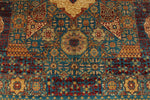 9x12 Light Blue and Multicolor Turkish Tribal Rug