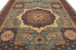 9x12 Light Blue and Multicolor Turkish Tribal Rug