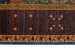 9x12 Light Blue and Multicolor Turkish Tribal Rug