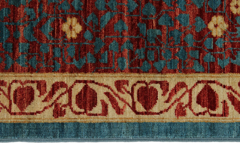 9x12 Light Blue and Multicolor Turkish Tribal Rug