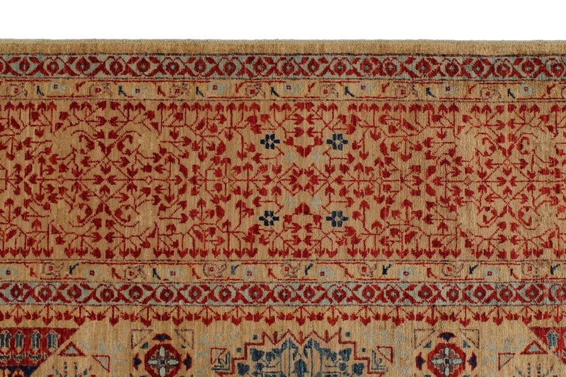 9x12 Orange and Multicolor Turkish Tribal Rug