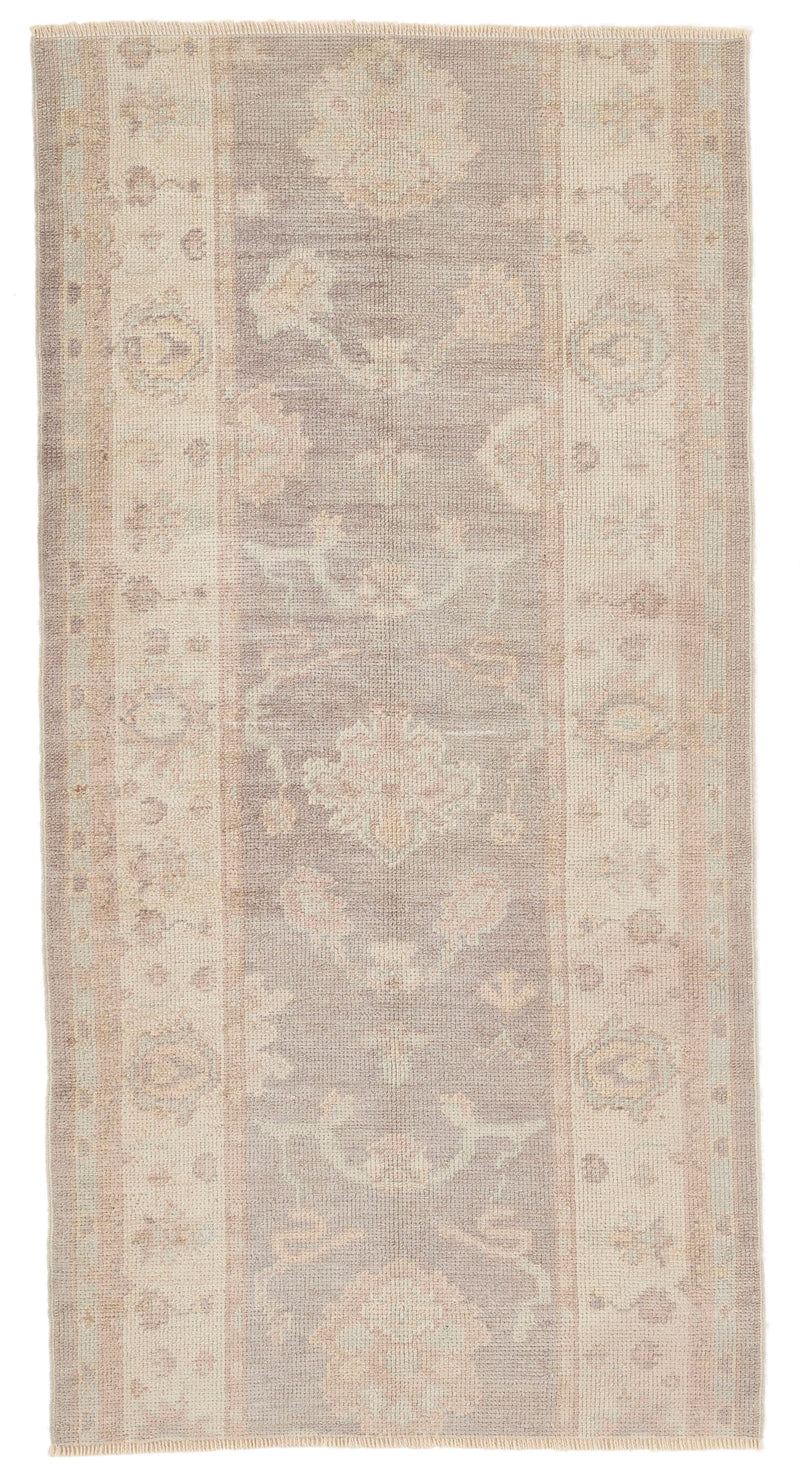 3x6 Gray and Ivory Turkish Oushak Runner