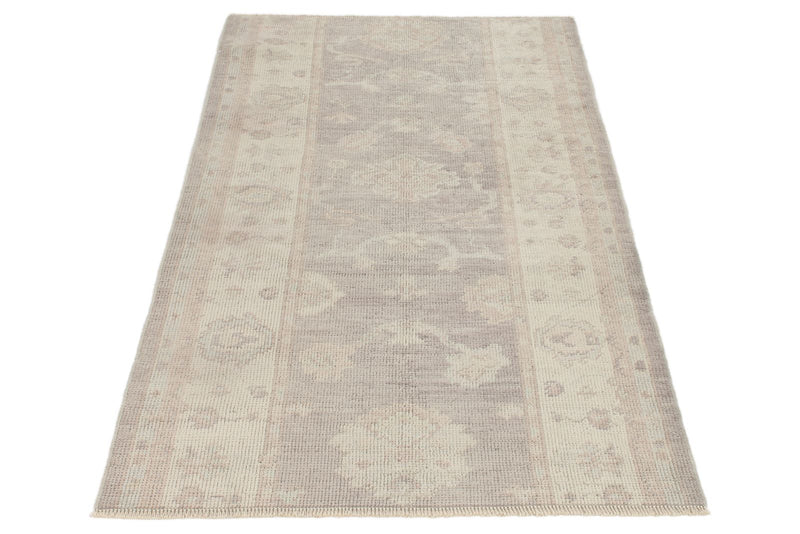 3x6 Gray and Ivory Turkish Oushak Runner