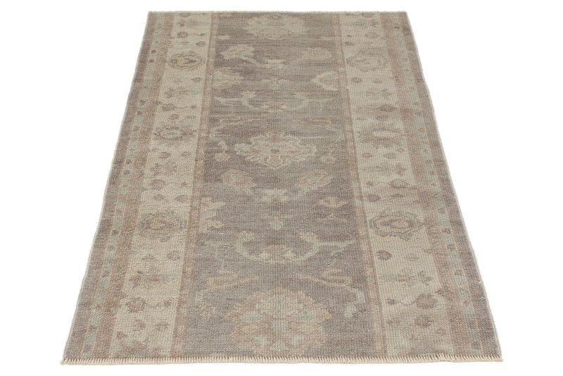 3x6 Gray and Ivory Turkish Oushak Runner