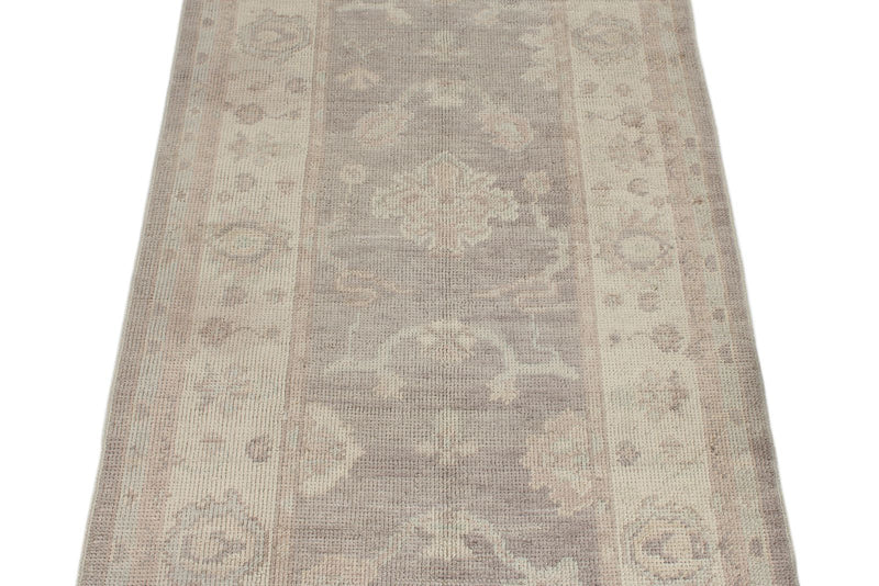 3x6 Gray and Ivory Turkish Oushak Runner