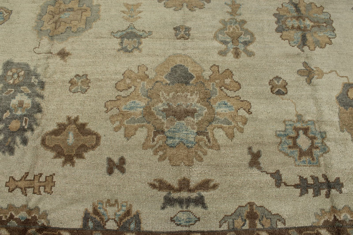 12x16 Ivory and Gray Turkish Oushak Rug