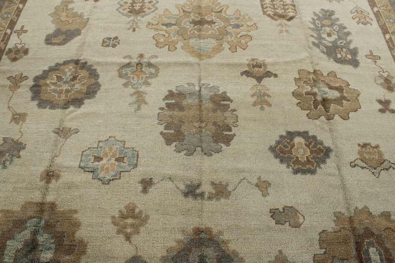 12x16 Ivory and Gray Turkish Oushak Rug