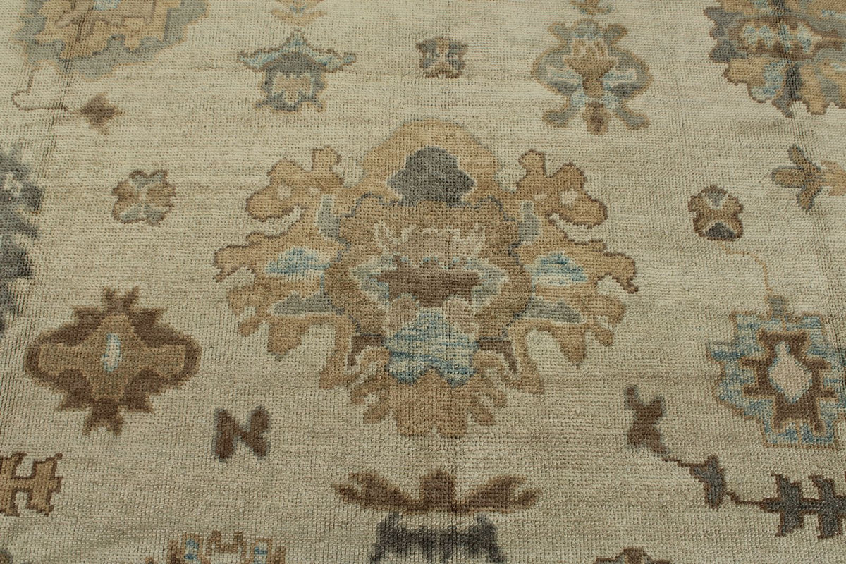 12x16 Ivory and Gray Turkish Oushak Rug