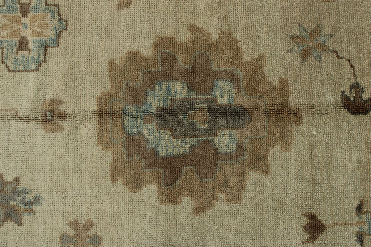 12x16 Ivory and Gray Turkish Oushak Rug