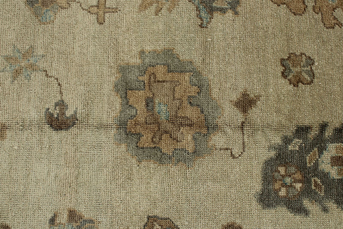 12x16 Ivory and Gray Turkish Oushak Rug