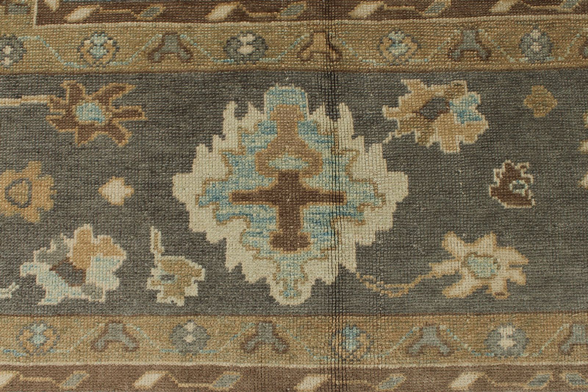 12x16 Ivory and Gray Turkish Oushak Rug