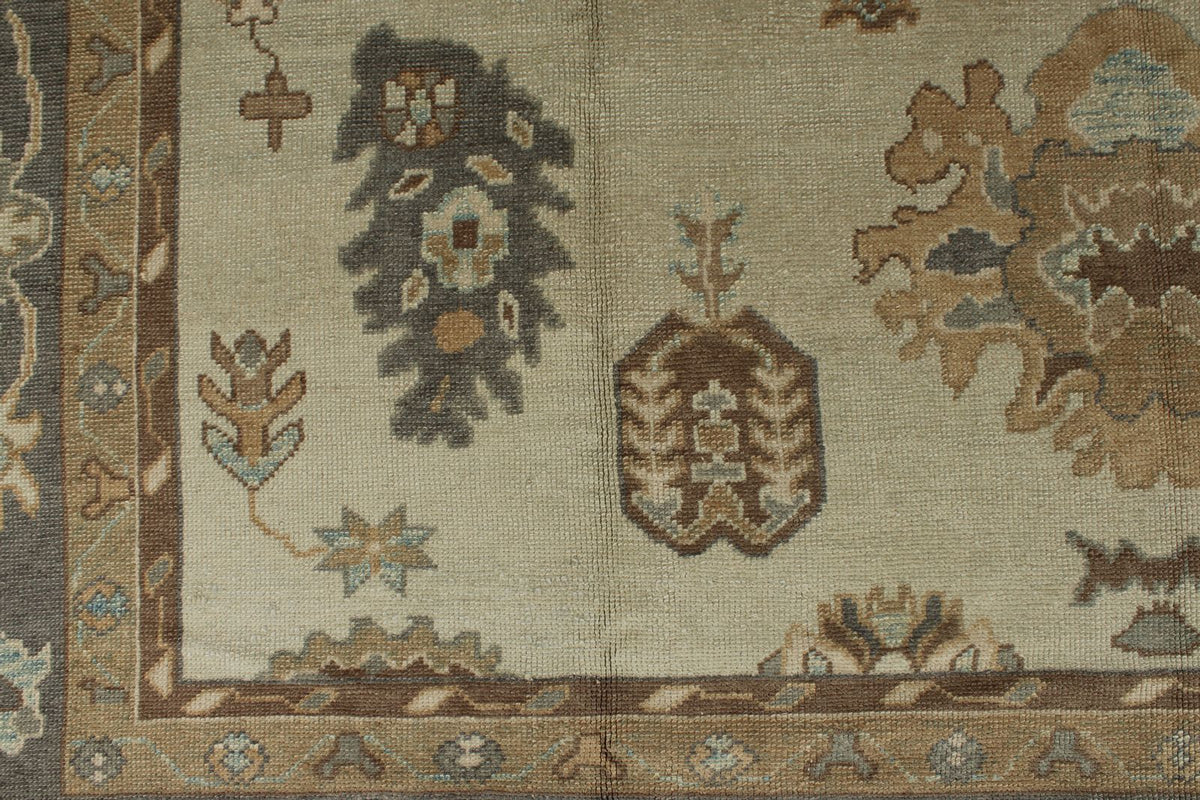 12x16 Ivory and Gray Turkish Oushak Rug
