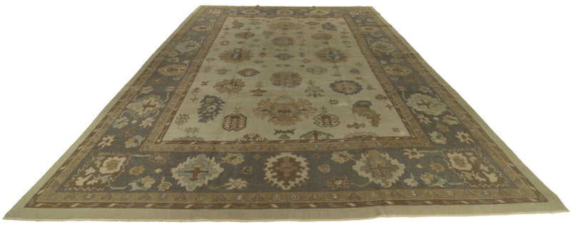 12x16 Ivory and Gray Turkish Oushak Rug