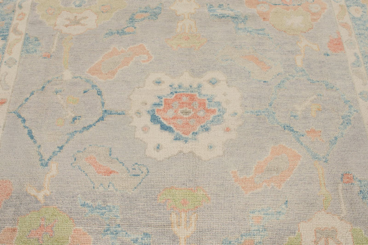 8x11 Gray and Blue Turkish Oushak Rug