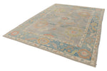 8x11 Gray and Blue Turkish Oushak Rug