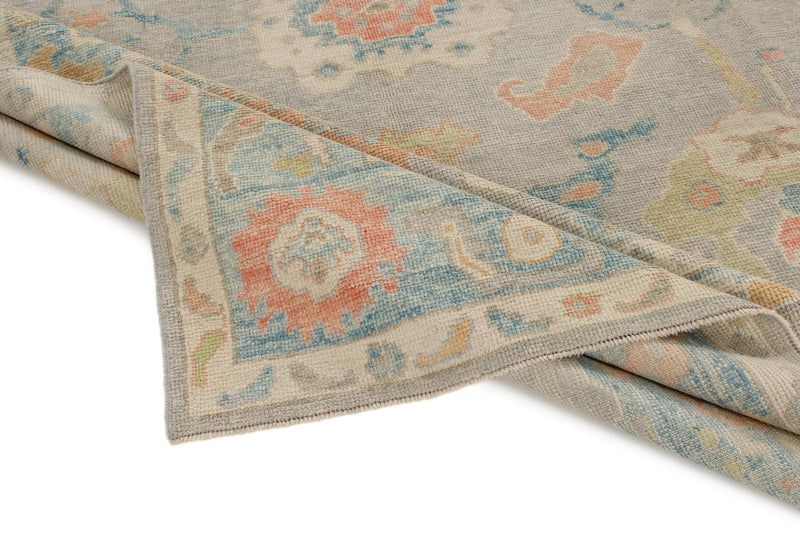 8x11 Gray and Blue Turkish Oushak Rug