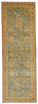 4x12 Green and Beige Turkish Traditional Runner