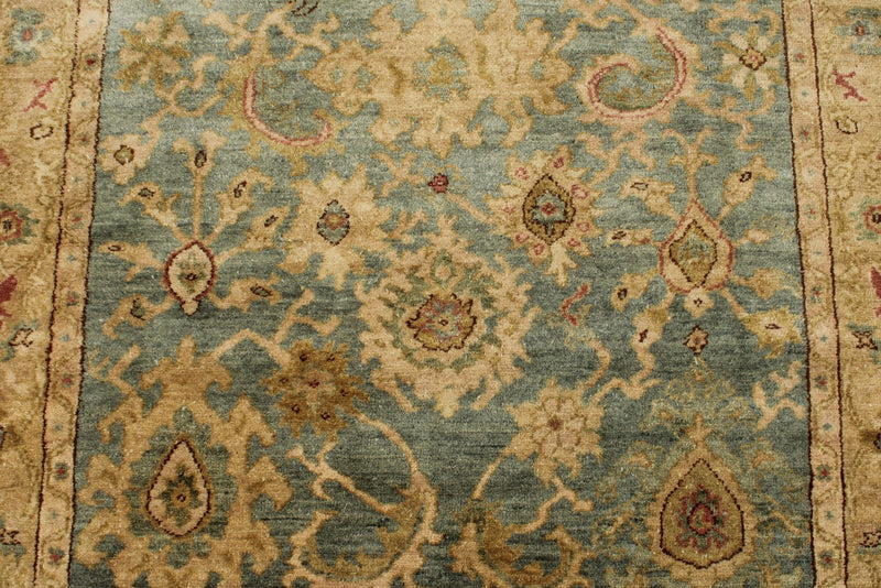 4x12 Green and Beige Turkish Traditional Runner