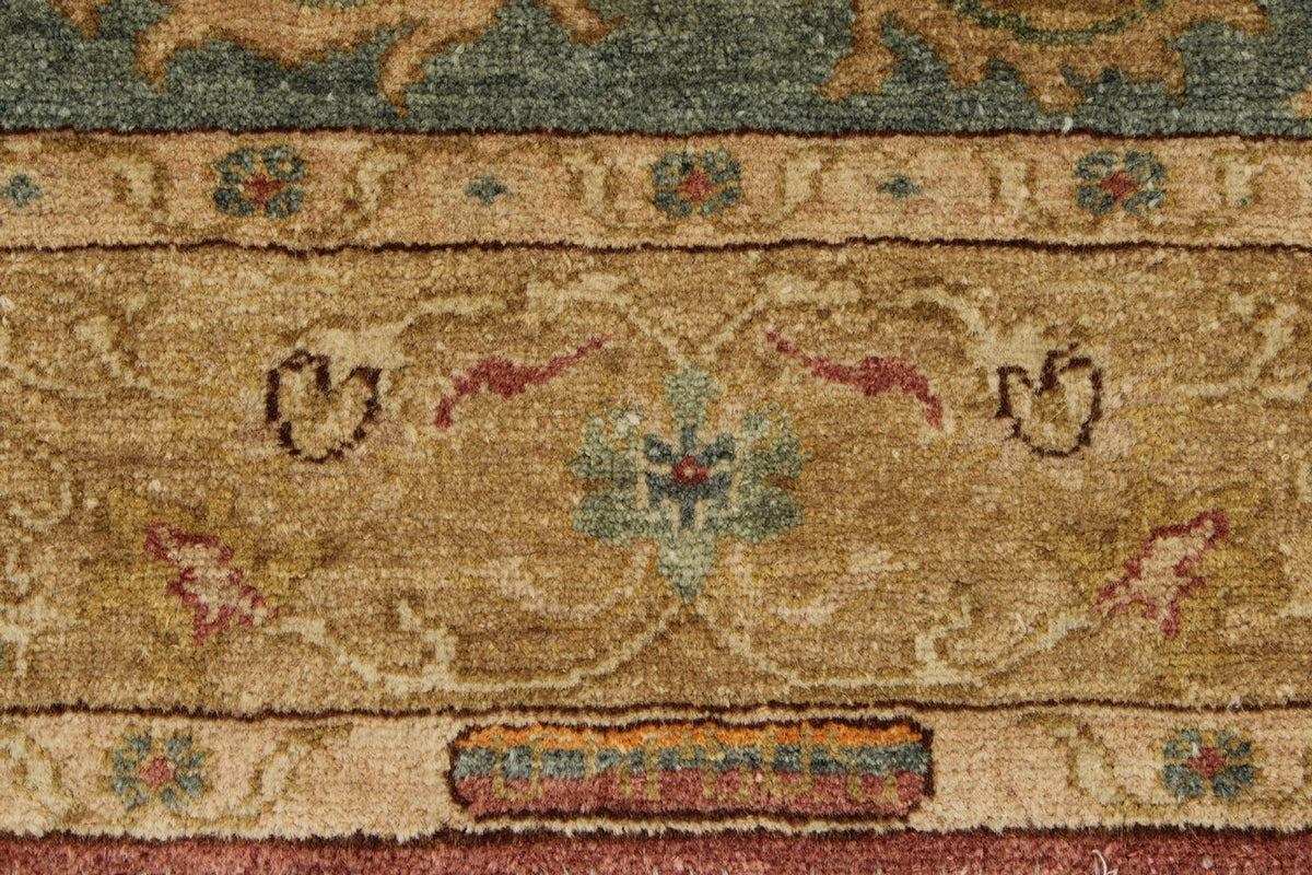 4x12 Green and Beige Turkish Traditional Runner