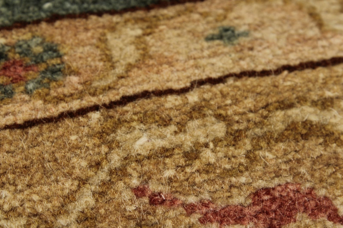 4x12 Green and Beige Turkish Traditional Runner