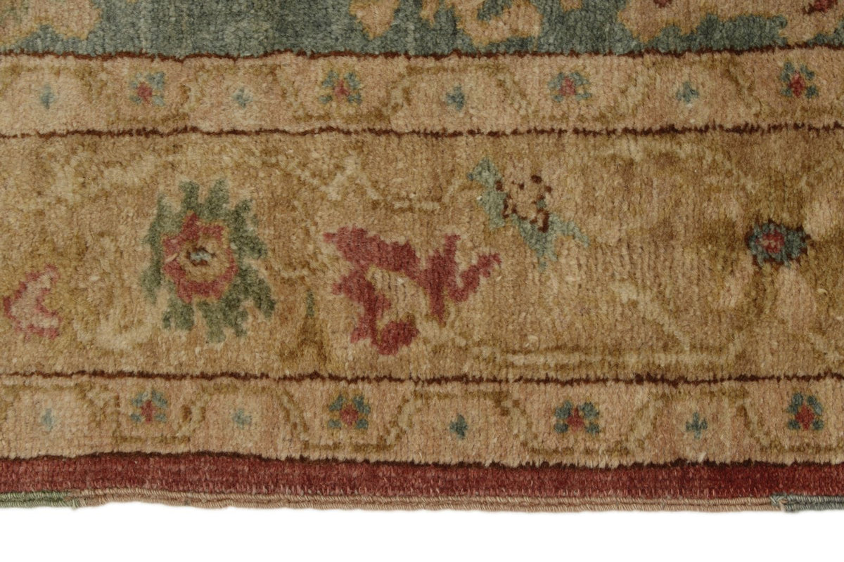 4x12 Green and Beige Turkish Traditional Runner