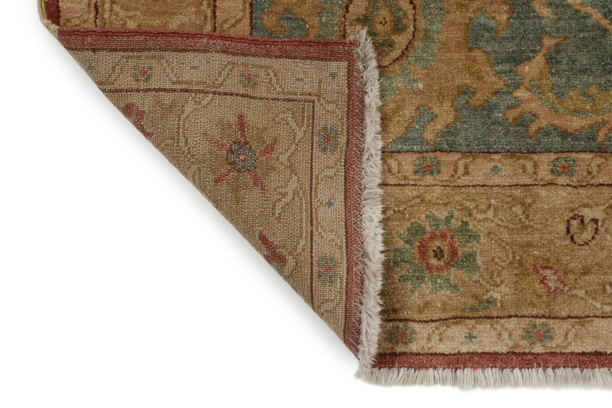 4x12 Green and Beige Turkish Traditional Runner