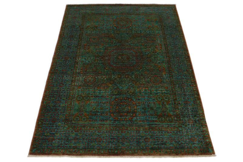 3x5 Light Brown and Light Blue Anatolian Traditional Rug