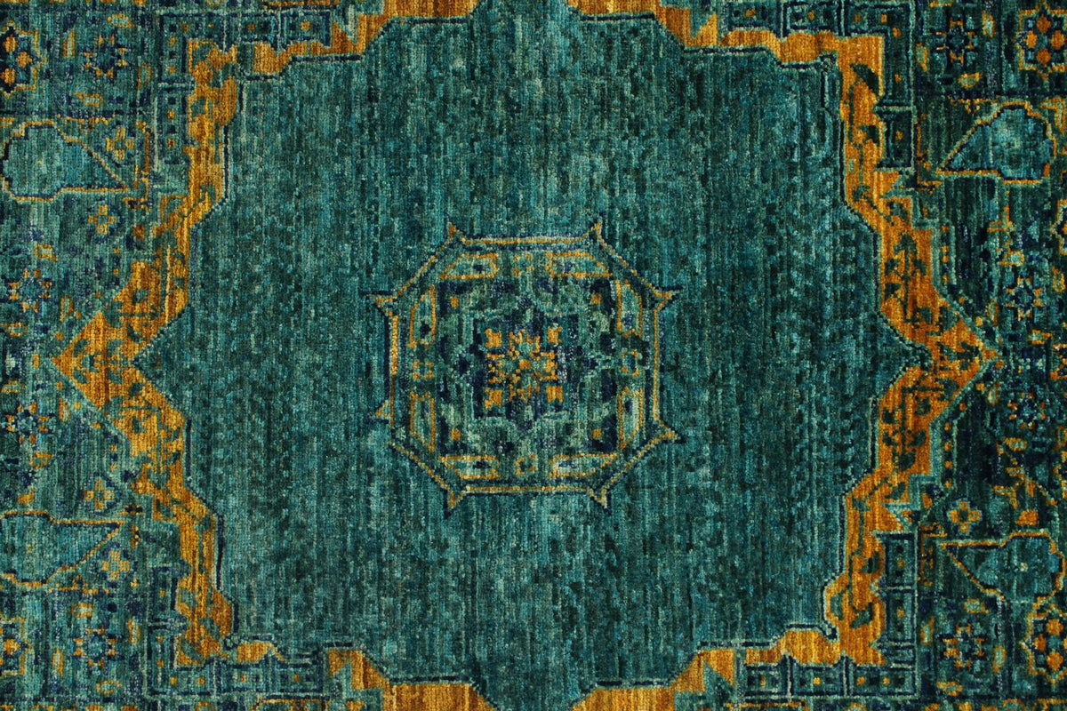 6x8 Light Blue and Light Green Anatolian Traditional Rug
