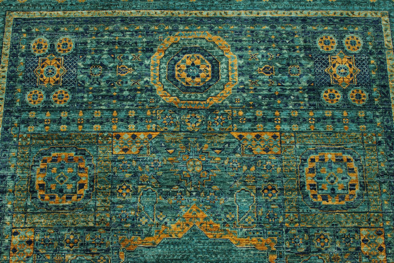 6x8 Light Blue and Light Green Anatolian Traditional Rug