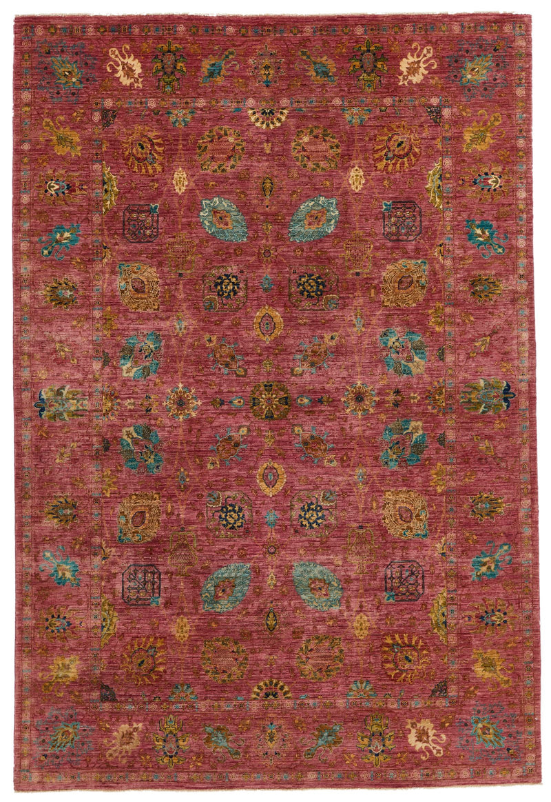 7x10 Rose and Multicolor Anatolian Traditional Rug