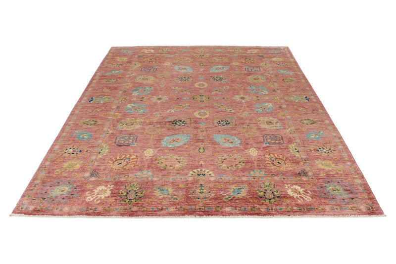 7x10 Rose and Multicolor Anatolian Traditional Rug