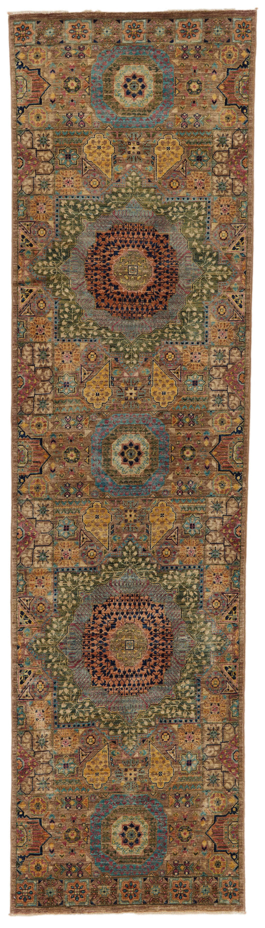 3x11 Light Brown and Multicolor Anatolian Traditional Runner