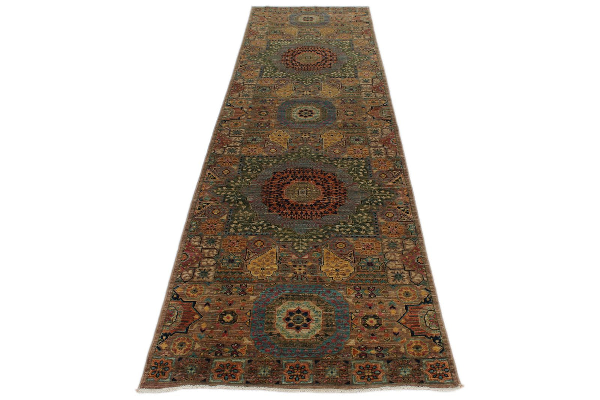 3x11 Light Brown and Multicolor Anatolian Traditional Runner