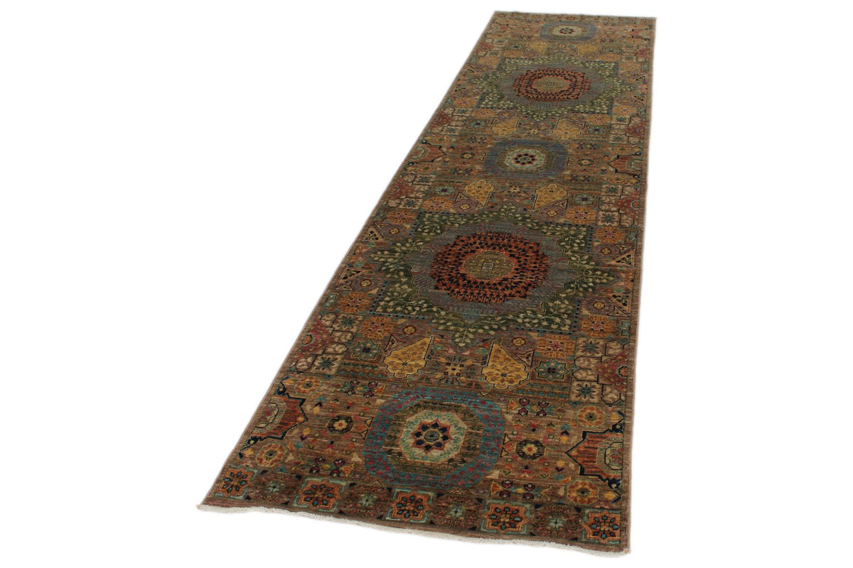 3x11 Light Brown and Multicolor Anatolian Traditional Runner