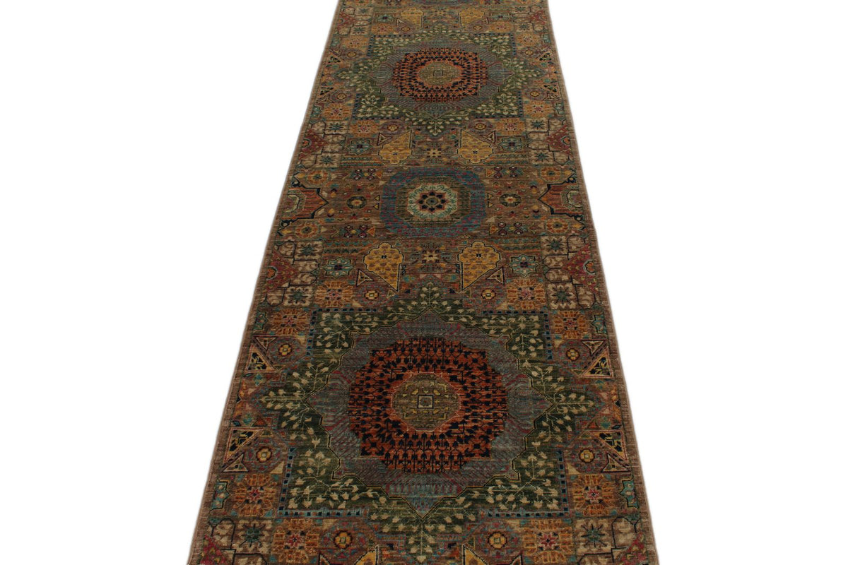 3x11 Light Brown and Multicolor Anatolian Traditional Runner