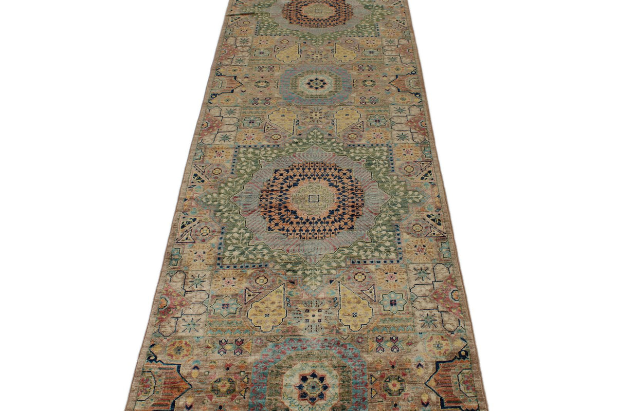 3x11 Light Brown and Multicolor Anatolian Traditional Runner