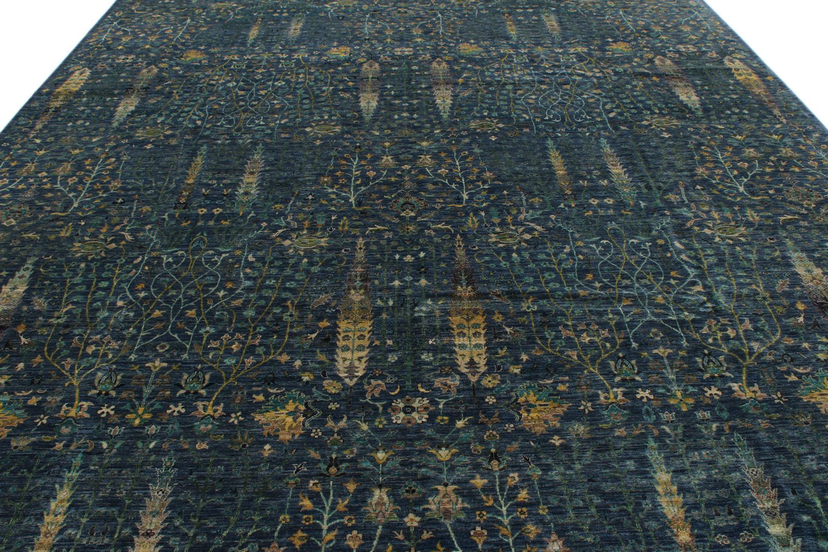 10x14 Navy and Multicolor Anatolian Traditional Rug